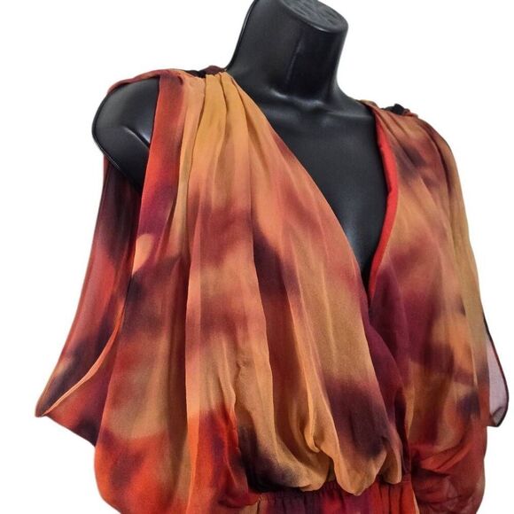 Haute Hippie Cowl Drape Front Wrap Silk Dress - Picture 4 of 8